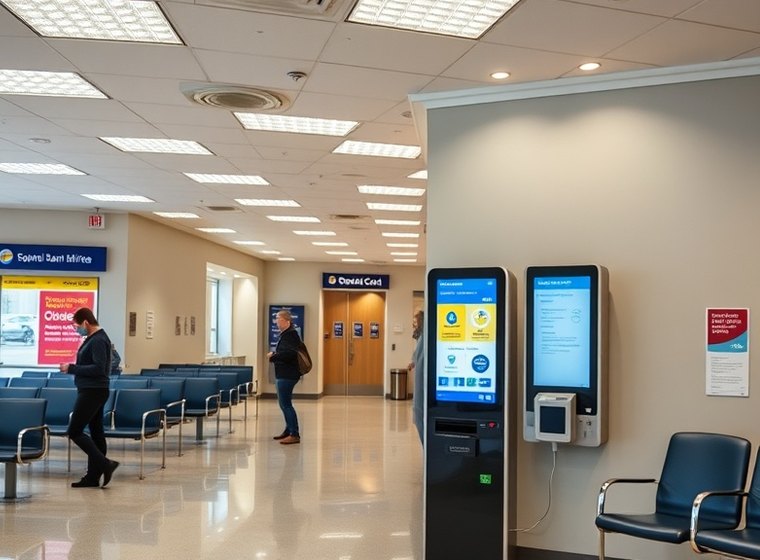 Ticket dispenser in the service hall